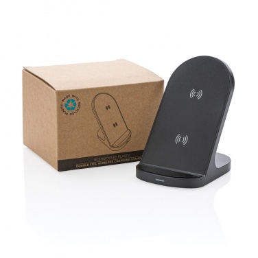 Logo trade advertising products picture of: RCS recycled plastic double coil wireless stand 15W
