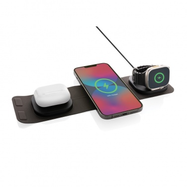 Logo trade business gift photo of: Swiss Peak RCS rplastic 3-in-1 wireless 15W travel charger