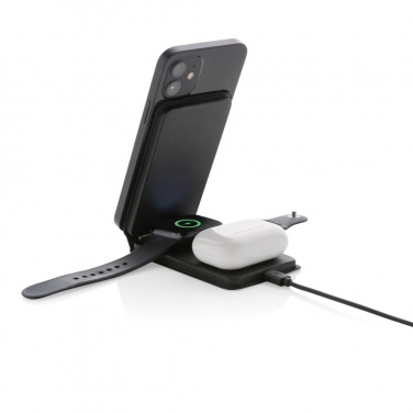 Logo trade promotional giveaways image of: Swiss Peak RCS rPU 15W  3-in-1 magnetic wireless charger