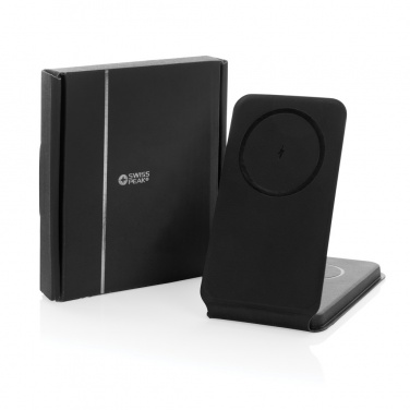 Logo trade promotional item photo of: Swiss Peak RCS rPU 15W  3-in-1 magnetic wireless charger