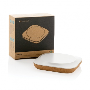 Logo trade promotional items image of: Oregon RCS recycled plastic and cork 10W wireless