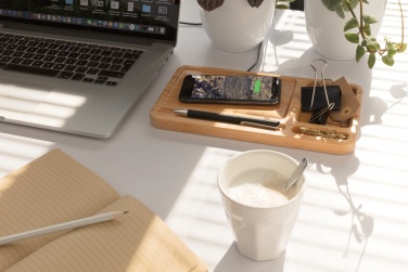 Logotrade corporate gift picture of: Bamboo desk organiser 5W wireless charger