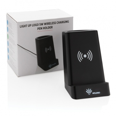 Logotrade business gift image of: Light up logo 5W wireless charging pen holder