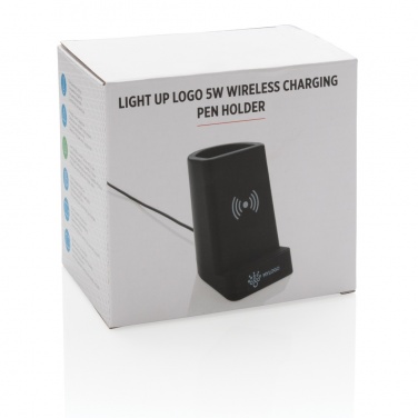 Logotrade promotional product picture of: Light up logo 5W wireless charging pen holder