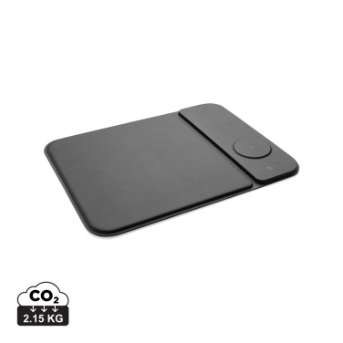 Logo trade promotional merchandise photo of: Swiss peak RCS recycled PU 15W 3 in 1 charging mousepad