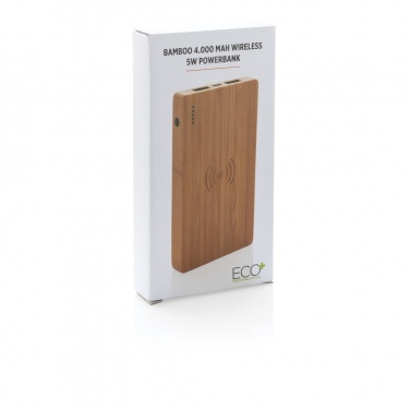 Logotrade advertising product picture of: Bamboo 4.000 mAh wireless 5W Powerbank