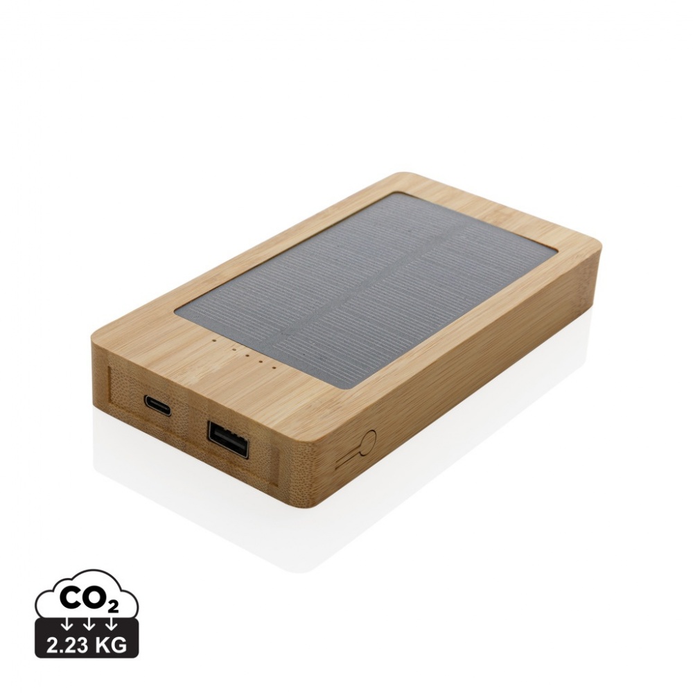 Logo trade advertising products image of: Sunwick 10.000 mAh Bamboo solar powerbank