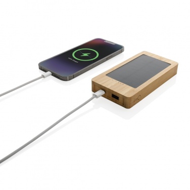 Logo trade corporate gift photo of: Sunwick 10.000 mAh Bamboo solar powerbank