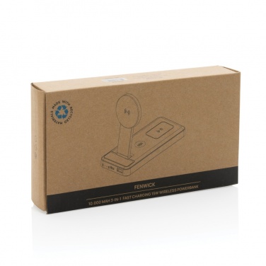 Logotrade promotional gift image of: Fenwick RCS recycled plastic 10000mah  3 in 1 fast powerbank