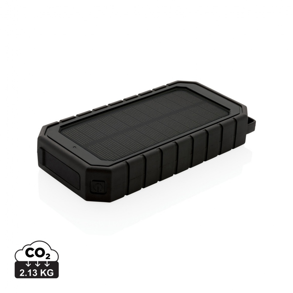 Logo trade business gift photo of: RCS recycled plastic Solar powerbank with 10W Wireless