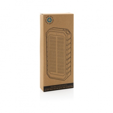 Logo trade advertising products image of: RCS recycled plastic Solar powerbank with 10W Wireless