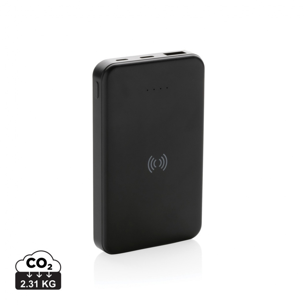 Logo trade promotional products image of: RCS recycled plastic 5.000 mAh 5W wireless powerbank