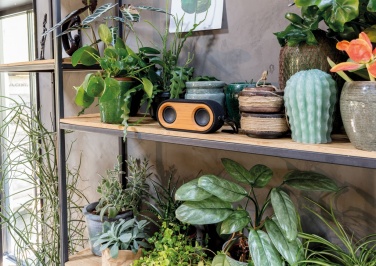 Logo trade promotional gift photo of: Bamboo X double speaker
