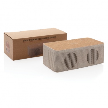 Logo trade promotional products image of: Wheatstraw wireless charging speaker