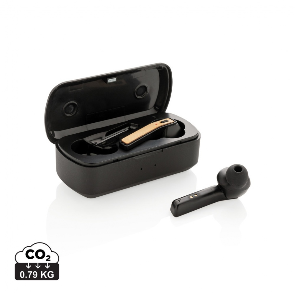 Logo trade advertising product photo of: Bamboo Free Flow TWS earbuds in case