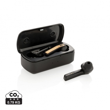 Logotrade promotional item picture of: Bamboo Free Flow TWS earbuds in case