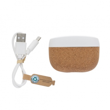 Logo trade corporate gift photo of: Oregon RCS recycled plastic and cork TWS earbuds