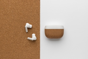 Logotrade promotional product image of: Oregon RCS recycled plastic and cork TWS earbuds