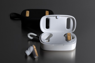 Logotrade promotional giveaway picture of: RCS recycled plastic & bamboo TWS earbuds