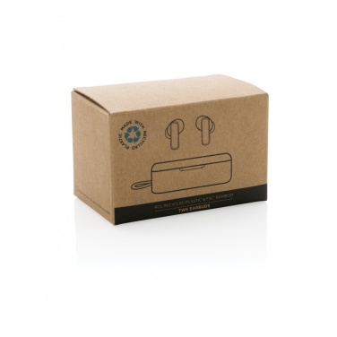 Logotrade promotional gift picture of: RCS recycled plastic & bamboo TWS earbuds
