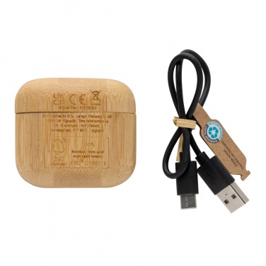 Logotrade promotional merchandise picture of: Bamboo TWS earbuds with RCS recycled plastic