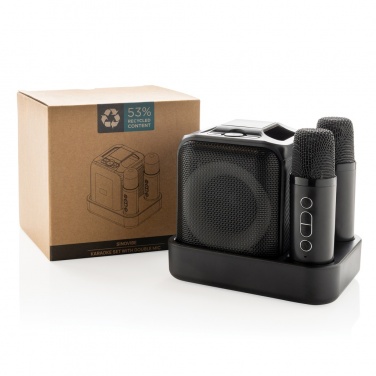Logo trade advertising product photo of: Singvibe RCS recycled plastic karaoke set with double mic