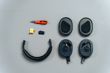 Logo trade promotional gifts image of: Irvine RCS recycled and repairable ANC wireless headphone