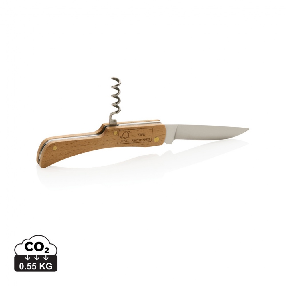 Logo trade promotional giveaway photo of: Wooden knife with bottle opener