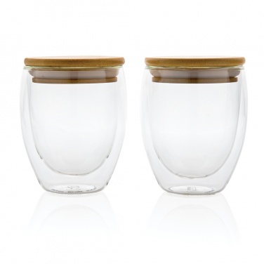 Logotrade promotional merchandise photo of: Double wall borosilicate glass with bamboo lid 250ml 2pc set