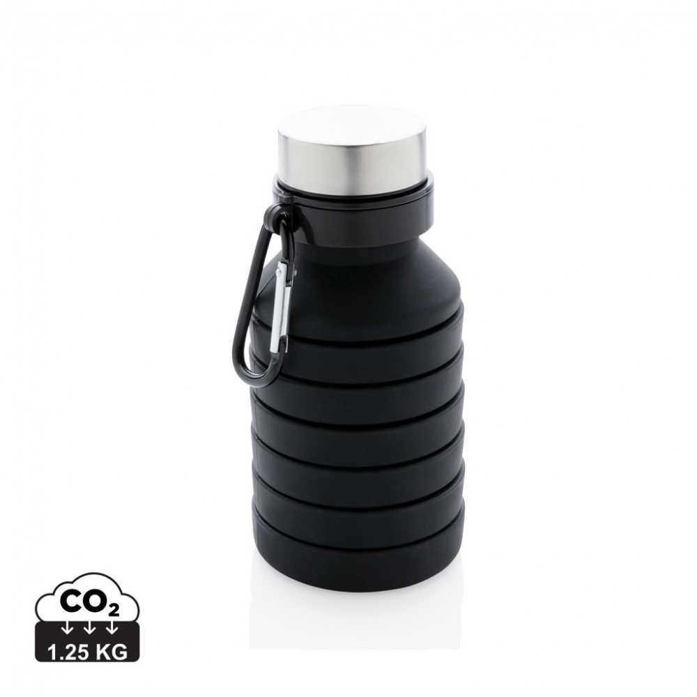 Logotrade promotional gift picture of: Leakproof collapsible silicone bottle with lid