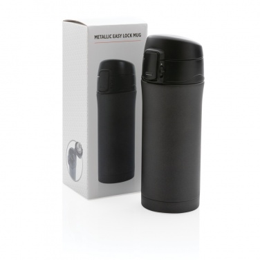 Logo trade promotional item photo of: Metallic easy lock vacuum mug