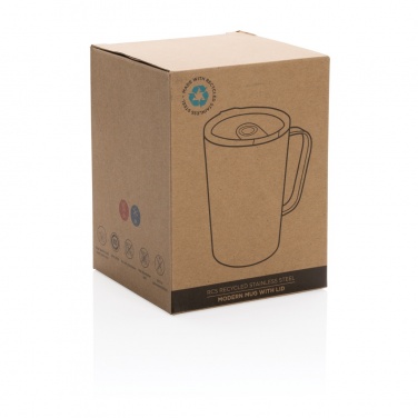 Logo trade corporate gifts image of: RCS Recycled stainless steel modern vacuum mug with lid