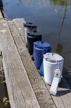 Logo trade promotional merchandise photo of: Cuppa RCS re-steel vacuum tumbler with lanyard