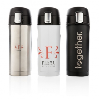 Logo trade promotional merchandise image of: RCS Recycled stainless steel easy lock vacuum mug