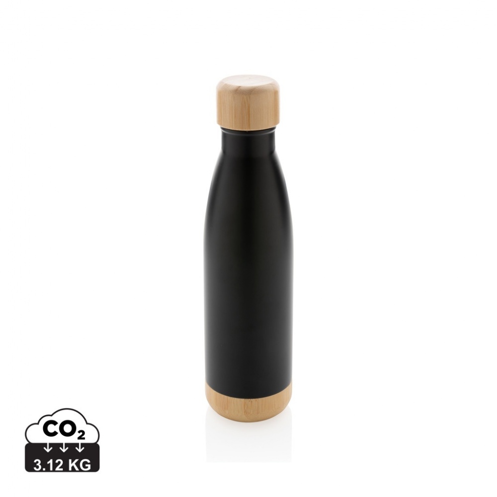 Logotrade promotional gift picture of: Vacuum stainless steel bottle with bamboo lid and bottom