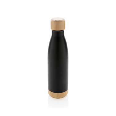 Logo trade corporate gifts image of: Vacuum stainless steel bottle with bamboo lid and bottom