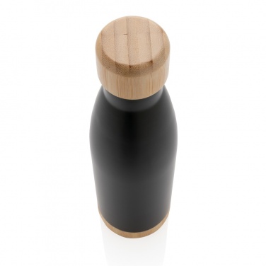 Logo trade promotional merchandise picture of: Vacuum stainless steel bottle with bamboo lid and bottom