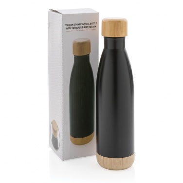 Logo trade promotional giveaway photo of: Vacuum stainless steel bottle with bamboo lid and bottom