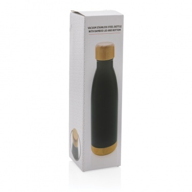 Logo trade promotional giveaway photo of: Vacuum stainless steel bottle with bamboo lid and bottom