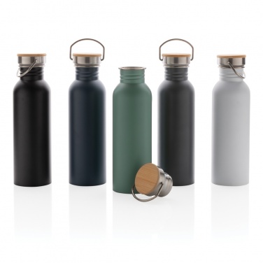 Logo trade promotional items picture of: Modern stainless steel bottle with bamboo lid