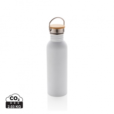 Logo trade business gifts image of: Modern stainless steel bottle with bamboo lid