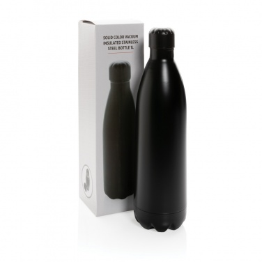 Logo trade advertising product photo of: Solid colour vacuum stainless steel bottle 1L