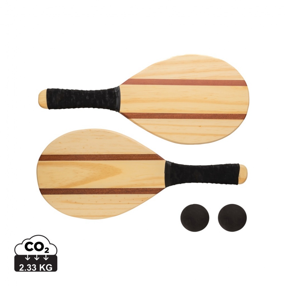 Logo trade promotional gift photo of: Wooden frescobol tennis set