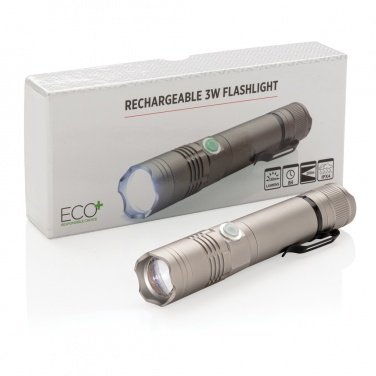 Logo trade promotional giveaways image of: Rechargeable 3W flashlight