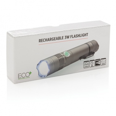 Logo trade promotional gift photo of: Rechargeable 3W flashlight