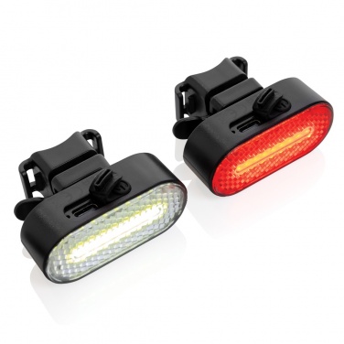 Logo trade promotional giveaways picture of: Lumino RCS recycled plastic USB re-chargeable bike light set