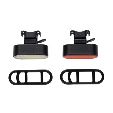 Logotrade advertising product picture of: Lumino RCS recycled plastic USB re-chargeable bike light set