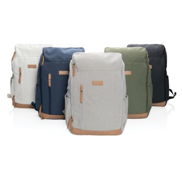 Logo trade corporate gifts picture of: Impact AWARE™ 16 oz. recycled canvas 15" laptop backpack