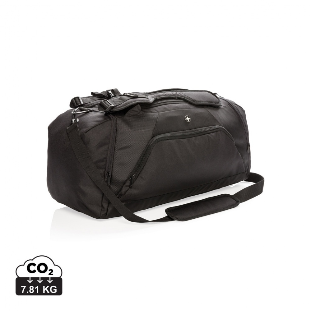 Logo trade promotional items image of: Swiss Peak RFID sports duffel & backpack
