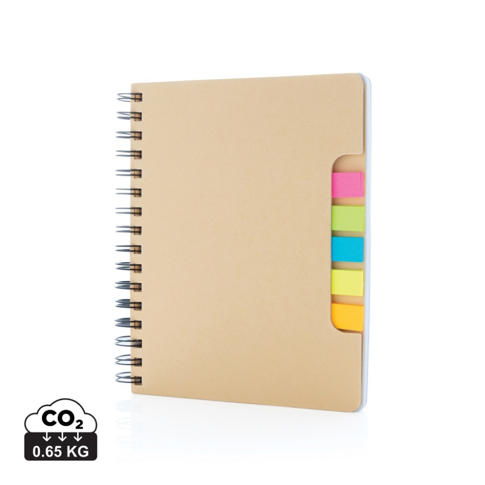 Logotrade corporate gift image of: A5 Kraft spiral notebook with sticky notes